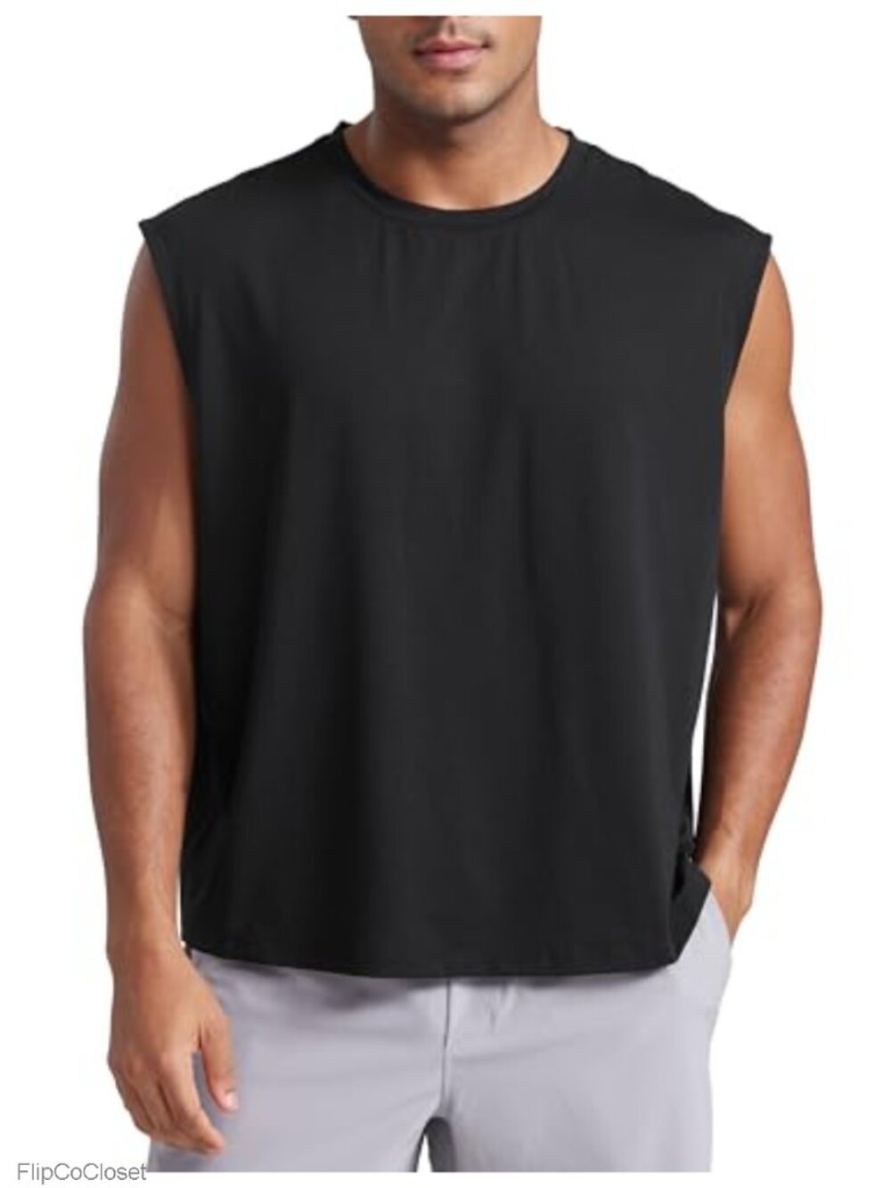 CRZ YOGA Micro-Mesh Crewneck Tank Top Relaxed Fit Training